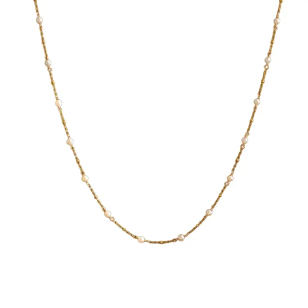 Perlen Halskette Edelstahl mit Goldbeschichtung