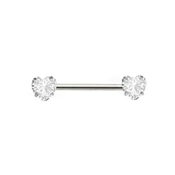Nippelpiercing Edelstahl mit Herz Zirkon