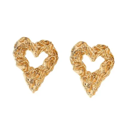Statement Herz Ohrringe Gold, Strukturdesign